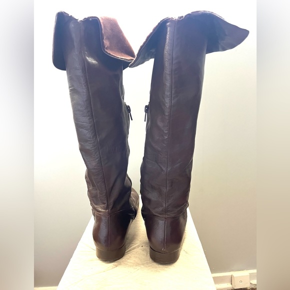 Vintage 90 Style faux Leather Pull On Tall Boots with Ankle Zipper - Picture 3 of 7